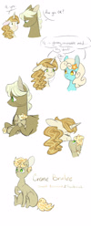 Size: 2000x5000 | Tagged: safe, artist:arirain, derpibooru import, frederic horseshoepin, sweet biscuit, oc, oc:creme brulee, earth pony, pony, boop, colt, crack ship offspring, crack shipping, male, noseboop, offspring, parent:frederic horseshoepin, parent:sweet biscuit, shipping, simple background, white background