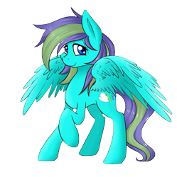 Size: 1019x1024 | Tagged: safe, derpibooru import, oc, oc only, oc:rainbowsine finn, pegasus, pony, 2019 community collab, derpibooru community collaboration, female, looking at you, raised hoof, simple background, solo, transparent background, wings