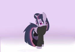 Size: 2040x1440 | Tagged: safe, artist:ideltavelocity, derpibooru import, mean twilight sparkle, the mean 6, alternate hairstyle, clone, clothes, socks, solo, sweater