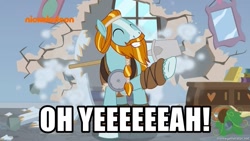 Size: 1179x663 | Tagged: safe, derpibooru import, rockhoof, a rockhoof and a hard place, exploitable meme, image macro, kool-aid, lightly watermarked, meme, memegenerator, nickelodeon, rockhoof's shovel, wall breaking, watermark