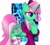 Size: 1346x1207 | Tagged: safe, artist:nightmarerara, derpibooru import, minty bubblegum, pony, unicorn, bubblegum, clothes, crown, eyeshadow, female, food, gum, hoodie, jewelry, makeup, mare, necklace, oh minty minty minty, regalia, signature, socks, solo, striped socks