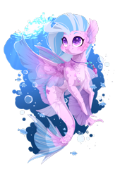 Size: 816x1200 | Tagged: safe, artist:rossignolet, derpibooru import, silverstream, fish, seapony (g4), bubble, jewelry, necklace, scales, seapony silverstream, smiling, solo, underwater