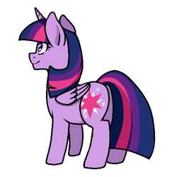 Size: 500x500 | Tagged: safe, alternate version, artist:/d/non, derpibooru import, part of a set, twilight sparkle, twilight sparkle (alicorn), alicorn, pony, 8 angles of pony collaboration, female, mare, simple background, smiling, solo, transparent background