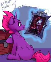 Size: 1200x1463 | Tagged: safe, artist:tsitra360, derpibooru import, fizzlepop berrytwist, tempest shadow, pony, unicorn, blank flank, chest, female, magic, magic aura, picture frame, prosthetic horn, prosthetics, solo, tempest gets her horn back