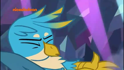 Size: 1280x720 | Tagged: safe, derpibooru import, screencap, gallus, griffon, what lies beneath, eyes closed, male, nickelodeon, sneezing, wings