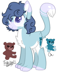 Size: 3196x4000 | Tagged: safe, artist:eclispeluna, derpibooru import, oc, oc:tekita, cat pony, original species, male, simple background, solo, teddy bear, transparent background