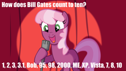 Size: 1920x1080 | Tagged: safe, derpibooru import, cheerilee, earth pony, pony, bill gates, cheerilee pun, curtain, exploitable meme, female, green eyes, mare, meme, microphone, microsoft, microsoft bob, open mouth, pun, smiling, solo, spotlight, text, two toned mane, two toned tail, windows, windows 1.01, windows 10, windows 2.03, windows 2000, windows 3.1, windows 7, windows 95, windows 98, windows me, windows vista, windows xp