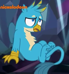 Size: 638x687 | Tagged: safe, derpibooru import, screencap, gallus, griffon, what lies beneath, claws, cropped, nickelodeon, paw pads, paws, tail, underpaw, wings