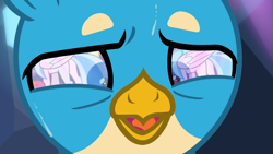 Size: 1280x720 | Tagged: safe, derpibooru import, edit, edited screencap, screencap, gallus, silverstream, classical hippogriff, hippogriff, the hearth's warming club, what lies beneath, eye reflection, eyes on the prize, female, gallstream, male, plot, reflection, shipping, straight