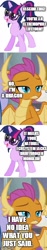 Size: 181x962 | Tagged: safe, derpibooru import, edit, edited screencap, screencap, sci-twi, smolder, twilight sparkle, dragon, pony, unicorn, better together, equestria girls, adorkable, comic, cute, dork, ponified, screencap comic, technobabble