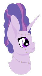 Size: 1669x3000 | Tagged: safe, artist:alltimemine, derpibooru import, twilight sparkle, pony, unicorn, bride of frankenstein, bust, female, frankenstein's monster, halloween, holiday, horn, inkscape, lineless, mare, monster, nightmare night, pony monster, portrait, profile, simple background, smiling, solo, transparent background, vector