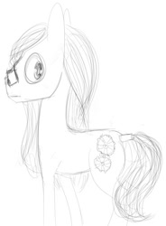 Size: 481x654 | Tagged: safe, artist:tempusfidgets, derpibooru import, oc, oc only, oc:tempus fidgets, earth pony, pony, black and white, glasses, grayscale, looking back, male, monochrome, simple background, solo, stallion, stressed, tail wrap, white background