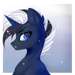 Size: 1024x1024 | Tagged: safe, artist:silvia-zero, derpibooru import, oc, oc only, oc:shabaco, pony, unicorn, bust, looking at you, male, portrait