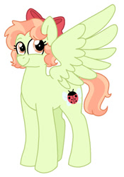 Size: 763x1093 | Tagged: safe, artist:sandwichbuns, derpibooru import, oc, oc:ladybird, pegasus, pony, female, magical lesbian spawn, mare, offspring, parent:fluttershy, parent:rainbow dash, parents:flutterdash, simple background, solo, white background