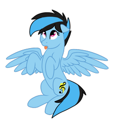 Size: 777x805 | Tagged: safe, artist:sevenserenity, derpibooru import, oc, oc:icylightning, pegasus, pony, begging, birb, cute, looking up, sitting up, solo, tongue out