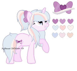 Size: 468x432 | Tagged: safe, artist:xylenneisnotamazing, derpibooru import, oc, oc:bowsie, pony, unicorn, female, mare, reference sheet, simple background, solo, transparent background