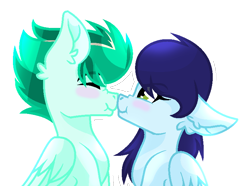 Size: 772x573 | Tagged: safe, artist:sapphireartemis, derpibooru import, oc, oc only, oc:sapphire skies, oc:thunder greenlight, pegasus, pony, boop, female, male, mare, noseboop, simple background, stallion, transparent background