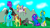 Size: 720x405 | Tagged: safe, artist:gamer-shy, derpibooru import, oc, oc:amethyst starflower, oc:april lily, oc:gamershy yellowstar, oc:lapis, oc:lilah, oc:sira, oc:slurry, bat pony, earth pony, goo pony, merpony, original species, pegasus, undead, grass, grave, gravestone, group shot, mountain, scared, size difference, tazyl dragon, tree