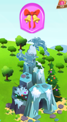 Size: 320x577 | Tagged: safe, derpibooru import, pony, windigo, game screencap, gameloft, limited-time story, mountain, snow, the anonymous campsite