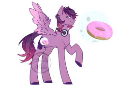 Size: 1270x935 | Tagged: safe, artist:chemicalhades, derpibooru import, oc, oc only, pegasus, pony, headphones, magical lesbian spawn, male, offspring, parent:pinkie pie, parent:princess luna, parents:lunapie, simple background, solo, transparent background, watermark