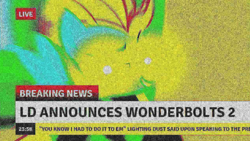 Size: 1280x720 | Tagged: safe, derpibooru import, edit, edited edit, edited screencap, screencap, lightning dust, pegasus, pony, the washouts (episode), break your own news, clothes, dank memes, deep fried meme, deep fried news, glowing eyes, glowing eyes meme, meme, solo, typo of unintentional hilarity, uniform, washouts uniform, you know i had to do it to em