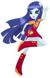 Size: 1692x2625 | Tagged: safe, artist:rosesweety, derpibooru import, equestria girls, boots, clothes, lingling ironfan, long hair, regal academy, running, shoes, simple background, skirt, solo, transparent background, vector