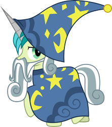 Size: 3000x3388 | Tagged: safe, artist:cloudyglow, derpibooru import, sandbar, horse play, clothes, costume, solo, star swirl the bearded costume, vector