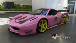 Size: 1024x576 | Tagged: safe, artist:forzaveteranenigma, derpibooru import, oc, oc:aurelia charm, fanfic:equestria motorsports, car, ferrari, ferrari 458 competizione, ferrari 458 italia, forza motorsport 6, photo