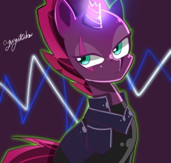 Size: 984x935 | Tagged: safe, artist:yuyutsuka_0130, derpibooru import, tempest shadow, pony, unicorn, armor, broken horn, female, glowing horn, mare, solo
