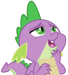 Size: 3147x3484 | Tagged: safe, artist:sketchmcreations, derpibooru import, spike, dragon, best gift ever, hand on chin, male, open mouth, paper, simple background, transparent background, vector, winged spike