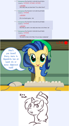 Size: 800x1460 | Tagged: safe, artist:flash equestria photography, artist:redintravenous, derpibooru import, oc, oc:milky way, oc:red ribbon, earth pony, pony, milkmare of trottingham, 4chan, ask, computer mouse, female, hat, keyboard, mare, tumblr