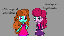 Size: 1920x1080 | Tagged: safe, artist:徐詩珮, derpibooru import, oc, oc only, oc:miber blaze, equestria girls, equestria girls-ified, half-siblings, magical lesbian spawn, offspring, parent:autumn blaze, parent:glitter drops, parent:tempest shadow, parents:glitterblaze, parents:glittershadow