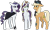 Size: 1605x949 | Tagged: safe, artist:sychia, derpibooru import, mean applejack, mean rarity, oc, oc:rotten core, earth pony, pony, unicorn, the mean 6, bandage, bandana, cape, clone, clothes, commission, cowboy hat, eyeshadow, family, female, hat, icey-verse, lesbian, magical lesbian spawn, makeup, mare, mean rarijack, messy mane, mother and child, mother and daughter, next generation, offspring, parent and child, parent:mean applejack, parent:mean rarity, parents:mean rarijack, shipping, simple background, tape, transparent background