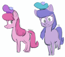 Size: 500x436 | Tagged: safe, artist:nadaazahraa, derpibooru import, kelpie, blank flank, bramble (duck tales), briar (duck tales), crossover, duck tales 2017, female, hat, shetland pony