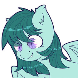 Size: 2000x2000 | Tagged: safe, artist:etoz, derpibooru import, oc, oc only, oc:aster bloom, bat pony, pony, bat pony oc, bust, commission, fangs, female, mare, simple background, smiling, transparent background