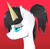 Size: 5496x5408 | Tagged: safe, artist:waffletheheadmare, derpibooru import, oc, oc only, oc:wafflehead, pony, absurd resolution, black hair, black mane, blue eyes, bust, ear fluff, eyelashes, eyeshadow, female, fluffy, hair tie, ice cream cone, lidded eyes, makeup, mare, portrait, simple background, smiling, waffle cone, wafflecorn