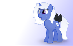 Size: 4167x2617 | Tagged: safe, artist:potato22, derpibooru import, oc, oc only, pony, unicorn, bow, discord (program), female, gradient background, mare, open mouth, ponified, smiling, solo, tail bow