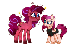 Size: 900x575 | Tagged: safe, artist:drunkencoffee, derpibooru import, oc, oc only, earth pony, pegasus, pony, base used, female, half-siblings, magical lesbian spawn, mare, offspring, parent:fluttershy, parent:pinkie pie, parent:tempest shadow, parents:tempestpie, parents:tempestshy