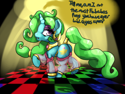 Size: 3200x2400 | Tagged: safe, artist:clexyoshi, derpibooru import, oc, oc only, oc:wishy washy, dancing, dialogue, female, genie, mare, monster mare