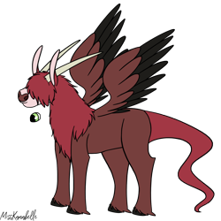 Size: 2000x2000 | Tagged: safe, artist:misskanabelle, derpibooru import, oc, oc only, hybrid, hair over eyes, interspecies offspring, magical gay spawn, male, offspring, parent:big macintosh, parent:discord, parents:discomac, signature, simple background, solo, transparent background, unnamed oc, unshorn fetlocks