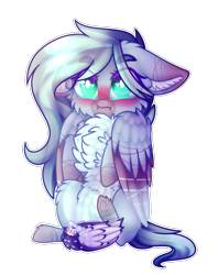 Size: 1287x1621 | Tagged: safe, artist:honeybbear, derpibooru import, oc, oc:kanasu, pegasus, pony, blushing, chest fluff, female, floppy ears, mare, simple background, sitting, solo, transparent background