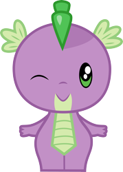Size: 3000x4196 | Tagged: safe, artist:cloudyglow, derpibooru import, spike, dragon, chibi, cute, cutie mark crew, looking at you, one eye closed, simple background, solo, toy, transparent background, wink