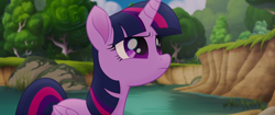 Size: 1920x804 | Tagged: safe, derpibooru import, screencap, twilight sparkle, twilight sparkle (alicorn), alicorn, pony, my little pony: the movie, female, mare, nature, solo