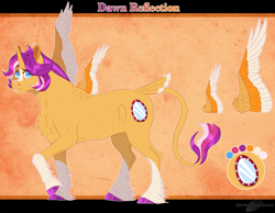 Size: 1342x1040 | Tagged: safe, artist:bijutsuyoukai, derpibooru import, oc, oc:dawn reflection, alicorn, pony, female, mare, offspring, parent:sunburst, parent:twilight sparkle, parents:twiburst, reference sheet, solo