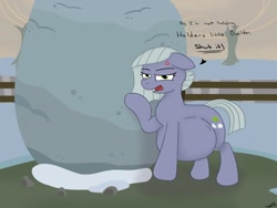 Size: 1280x960 | Tagged: safe, artist:theimmortalwolf, derpibooru import, limestone pie, pony, angry, holder's boulder, looking at you, pregnant, pregnant limestone, rock farm, snow, solo