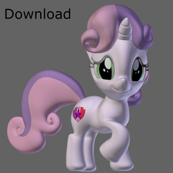 Size: 680x680 | Tagged: safe, derpibooru import, sweetie belle, pony, unicorn, 3d, cutie mark, download, female, filly, model, the cmc's cutie marks