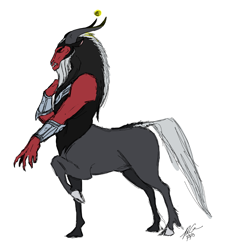 Size: 1280x1389 | Tagged: safe, artist:hexfloog, derpibooru import, lord tirek, centaur, demon, headcanon, male, simple background, sketch, solo, white background