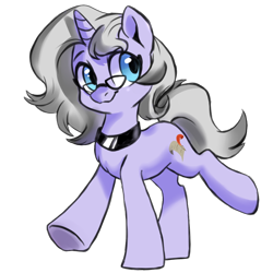 Size: 1100x1100 | Tagged: safe, artist:colorfulcolor233, derpibooru import, oc, oc only, pony, unicorn, 2019 community collab, collar, derpibooru community collaboration, female, glasses, looking at you, mare, simple background, solo, transparent background