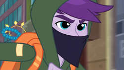 Size: 1280x720 | Tagged: safe, derpibooru import, screencap, jewelry thief (character), better together, equestria girls, super squad goals, background human, clothes, hoodie, jewelry, male, solo, thief