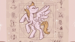 Size: 1280x720 | Tagged: safe, derpibooru import, screencap, pegasus, pony, top bolt, diagram, drawing, male, rearing, spread wings, stallion, unnamed pony, vitruvian man, wings